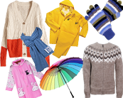 SEASONAL collection, winter sweater, raincoats umbrella etc