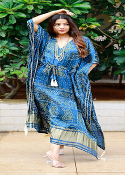 Pure Gaji Silk Bandhej Digital Print Kaftan Dress |SR2 (Rs.449/-)