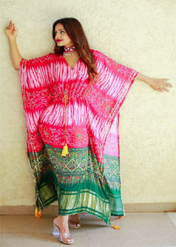 Bandhej Digital Print Pure Gaji Silk Kaftan Dress |SR2 (Rs.449/-)